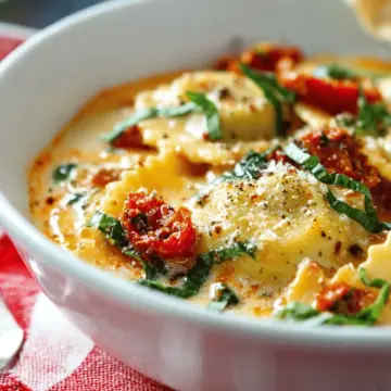 Creamy Tuscan Ravioli Soup