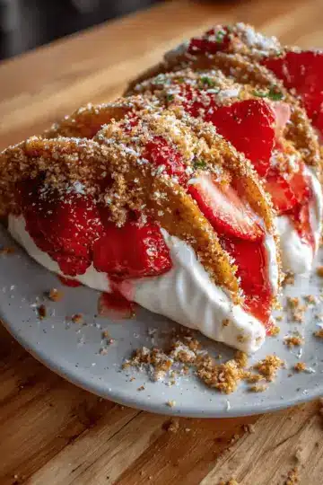 Crunchy Strawberry Cheesecake Tacos With White Chocolate