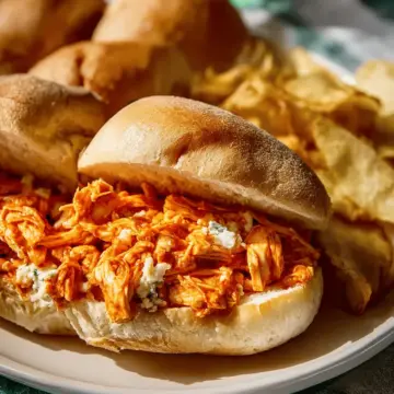Slow Cooker Buffalo Chicken Sandwiches