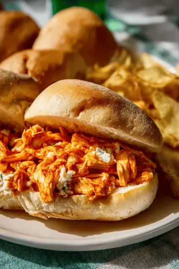 Slow Cooker Buffalo Chicken Sandwiches