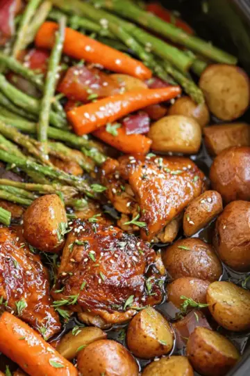 Slow Cooker Honey Garlic Chicken and Veggies