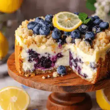Lemon Blueberry Crumble Cheesecake