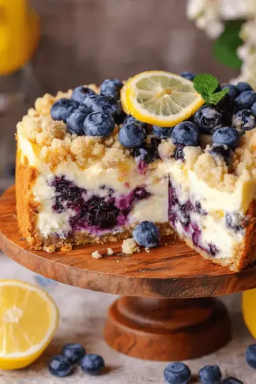 Lemon Blueberry Crumble Cheesecake