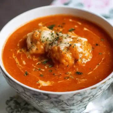 Creamy Tomato Soup with Cheddar Dumplings