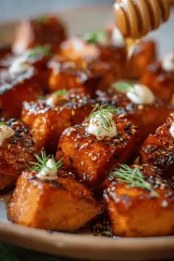 Hot Honey Salmon Bites