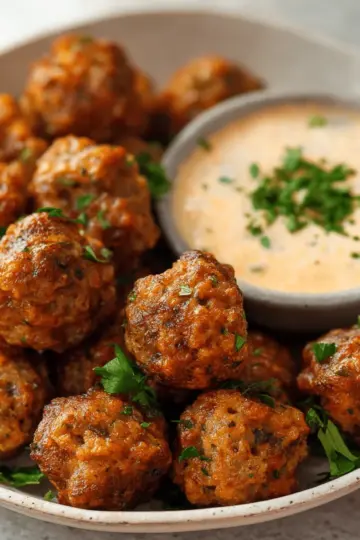 Creole Sausage Balls with Remoulade Dipping Sauce