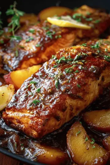 Bourbon Peach Roasted Salmon