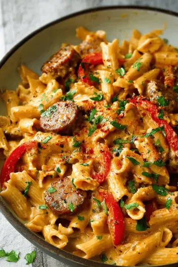 One Pot Creamy Cajun Sausage Pasta