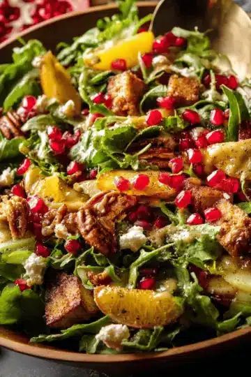 Christmas Salad with Honey Mustard Dressing.