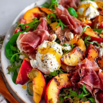 Grilled Nectarine Burrata Prosciutto Salad