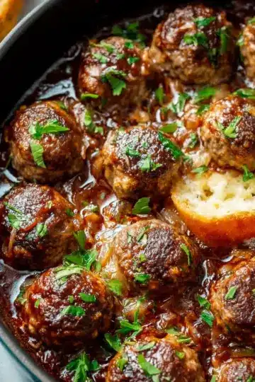 French Onion Meatballs (One Skillet Recipe)