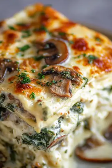 Creamy Spinach and Mushroom Lasagna