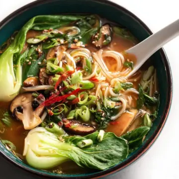Ginger Garlic Noodle Soup with Bok Choy (Bok Choy Soup)