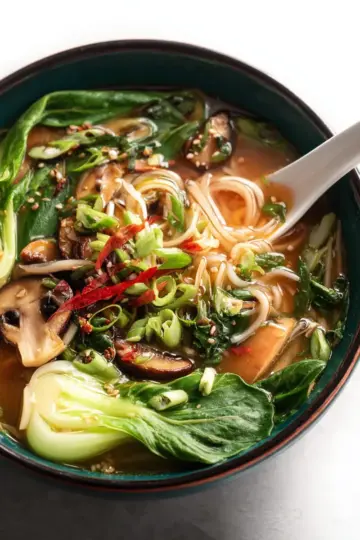 Ginger Garlic Noodle Soup with Bok Choy (Bok Choy Soup)