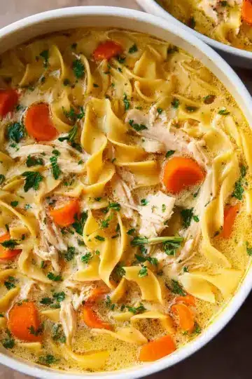 Creamy Homestyle Chicken Noodle Soup.