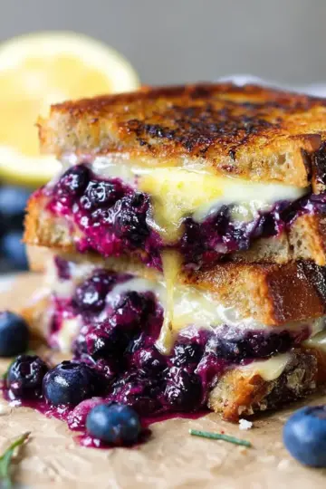 Blueberry, Brie and Lemon Curd Grilled Cheese