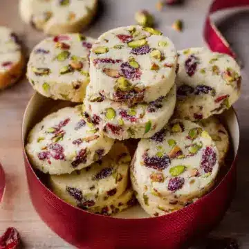 Cranberry Pistachio Shortbread Cookies