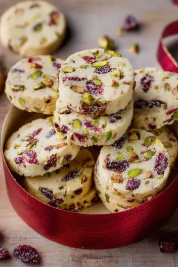 Cranberry Pistachio Shortbread Cookies