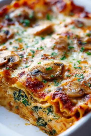 Skinny Mushroom Spinach Lasagna