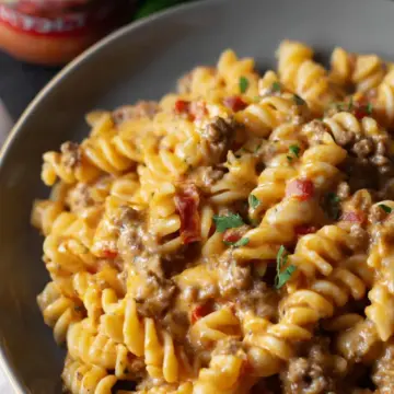 Creamy Rotel Pasta with Ground Beef