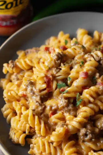 Creamy Rotel Pasta with Ground Beef