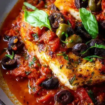 Seared Fish in Puttanesca Sauce