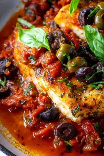 Seared Fish in Puttanesca Sauce