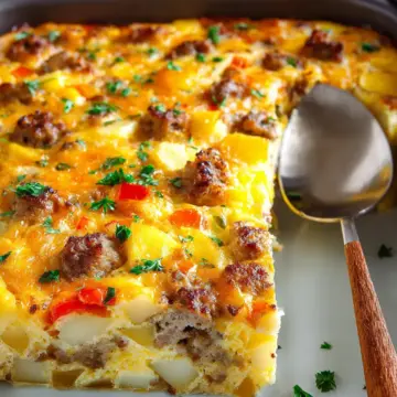 Breakfast Casserole with Eggs, Potatoes and Sausage