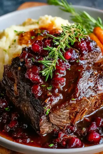 Slow-Braised Beef Roast with Cranberry Balsamic Glaze