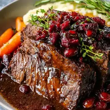Slow-Braised Beef Roast with Cranberry Balsamic Glaze