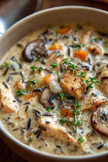 Creamy Mushroom Chicken and Wild Rice Soup
