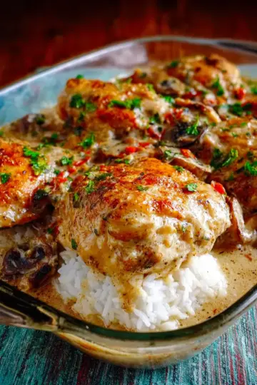 smothered chicken with rice