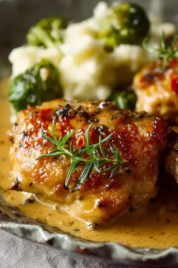 Creamy Oven Baked Chicken Thighs