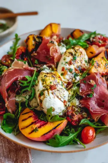 Grilled Nectarine Burrata Prosciutto Salad